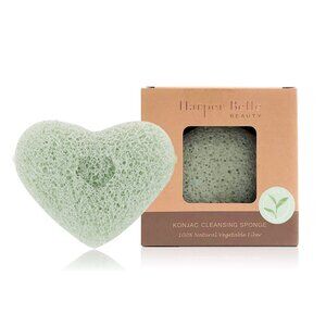 HARPER BELLE BEAUTY Organic Heart Konjac Sponge | Green Tea